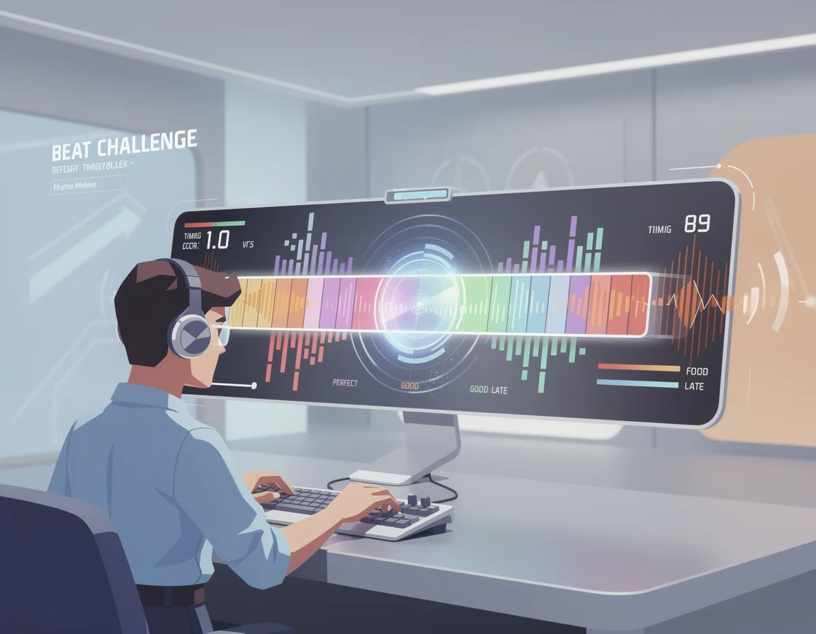 Ilustrasi Cara membaca timing window di beat challenge untuk lab rhythm reflex untuk timing score dan beat challenge berbasis skill