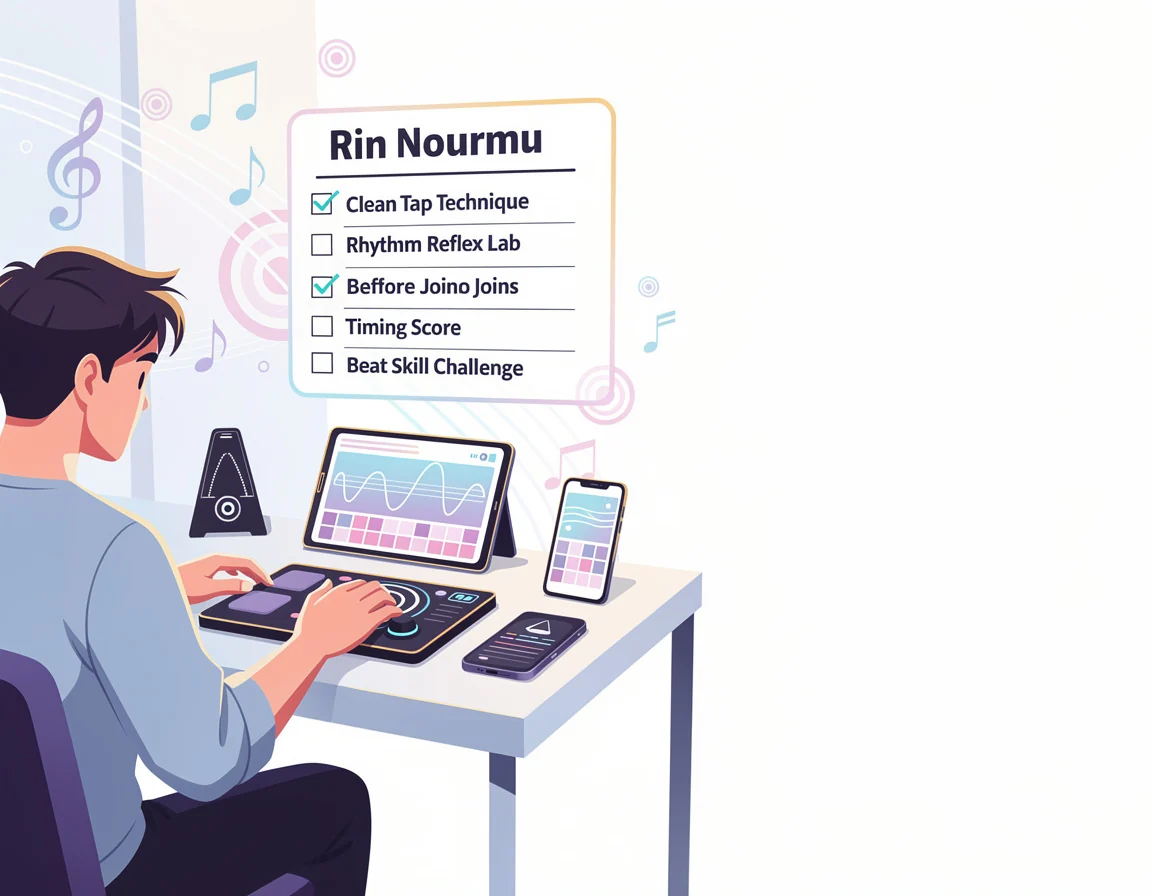 Ilustrasi Checklist clean tap sebelum ikut event ritme untuk lab rhythm reflex untuk timing score dan beat challenge berbasis skill